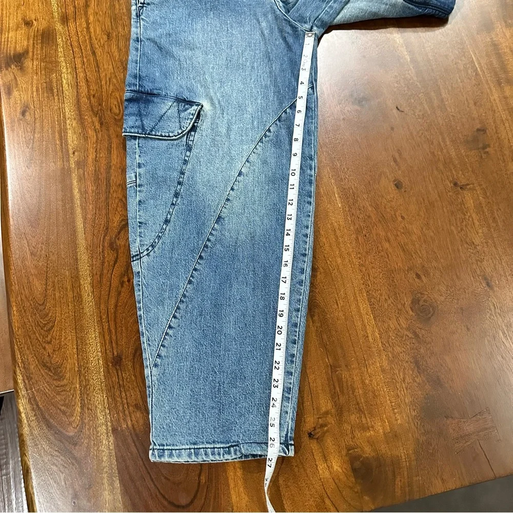 New! Pilcro Anthropologie Mid-Rise Slouchy Utility Bow Jeans Barrel Size 27